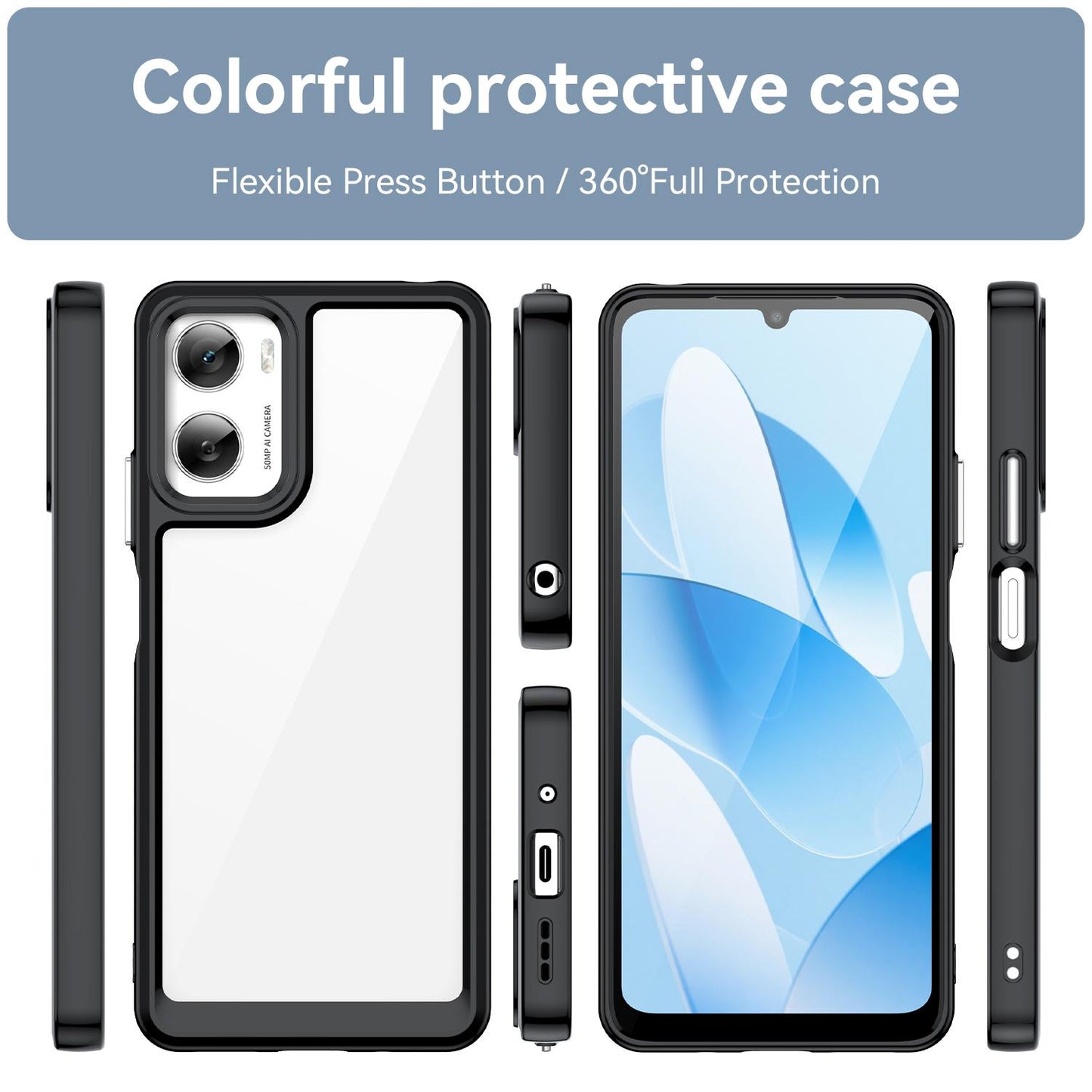 Motorola Moto G06 Power 4G Acrylic Hybrid TPU Protective Phone Case, Colourful Series Shockproof Cover