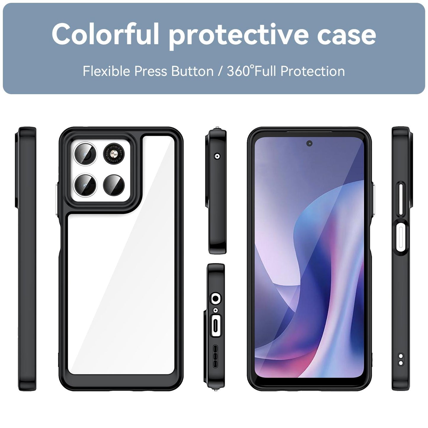 Motorola Moto G57 5G Acrylic Hybrid TPU Protective Phone Case, Colourful Series Shockproof Cover