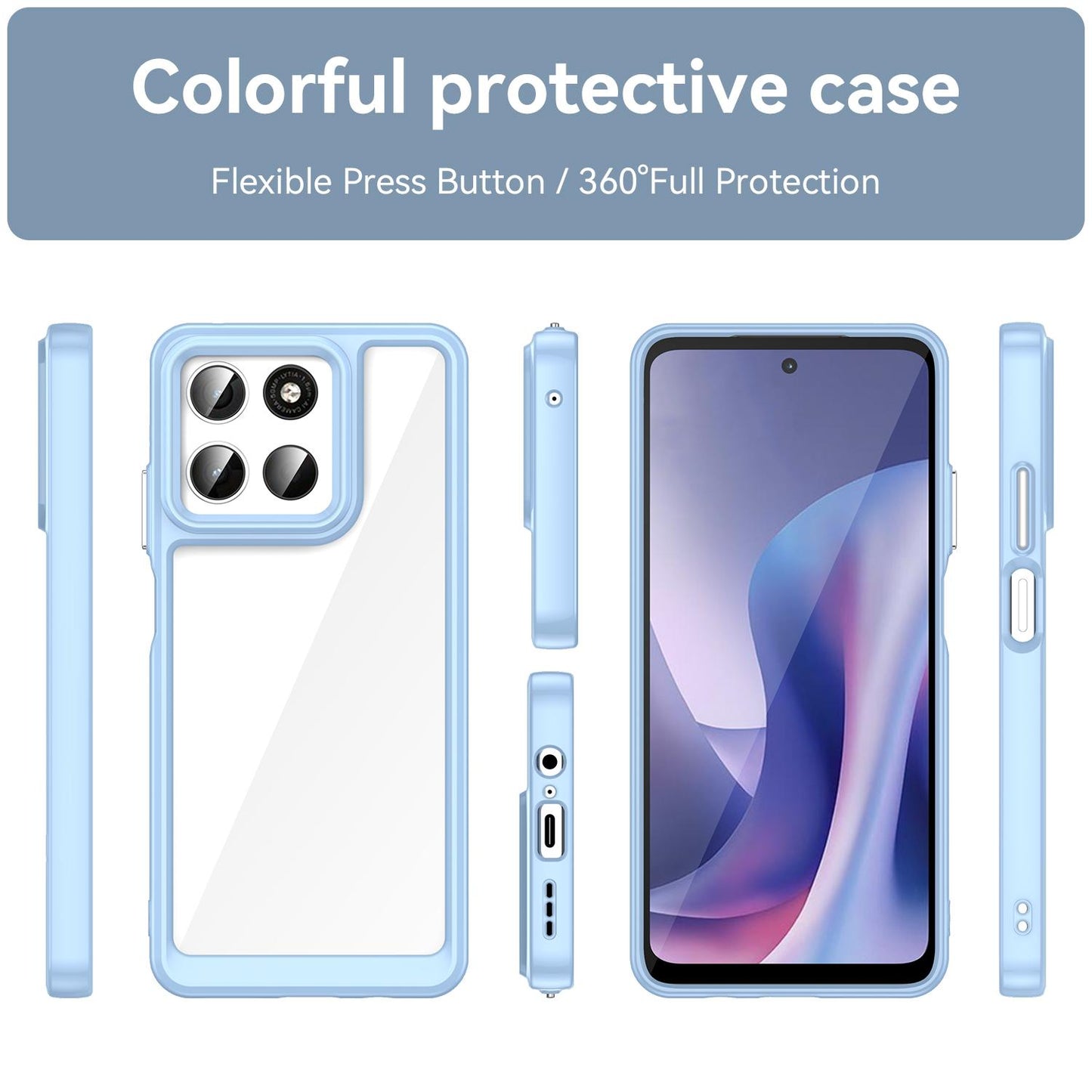 Motorola Moto G57 5G Acrylic Hybrid TPU Protective Phone Case, Colourful Series Shockproof Cover