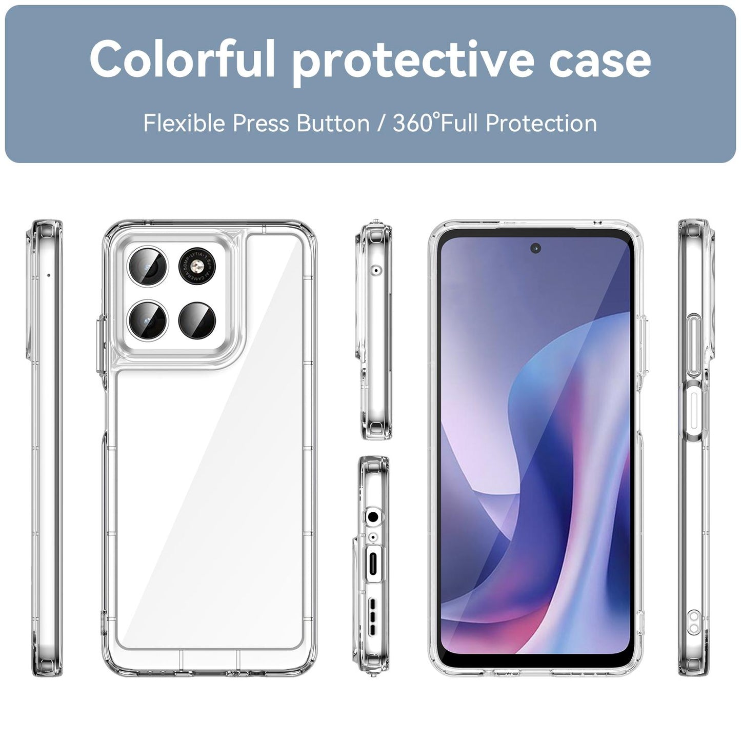 Motorola Moto G57 5G Acrylic Hybrid TPU Protective Phone Case, Colourful Series Shockproof Cover