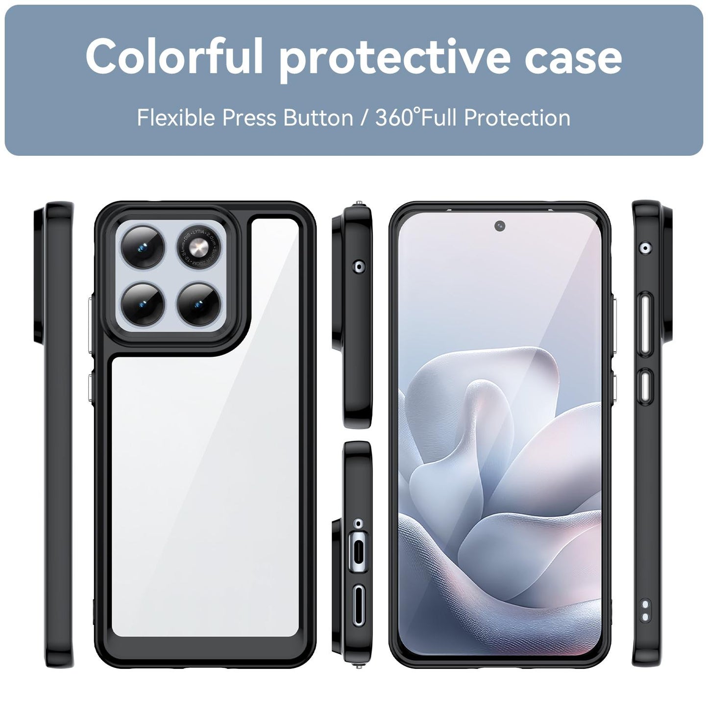 Motorola Edge 70 Fusion+ 5G Acrylic Hybrid TPU Protective Phone Case, Colourful Series Shockproof Cover