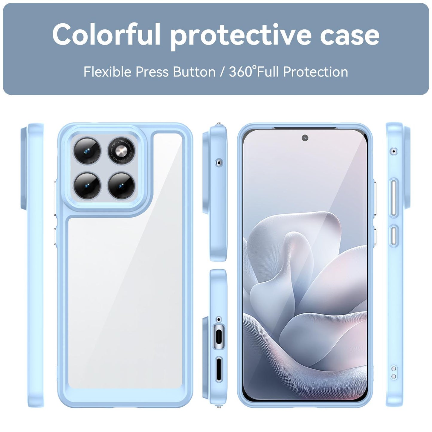 Motorola Edge 70 Fusion+ 5G Acrylic Hybrid TPU Protective Phone Case, Colourful Series Shockproof Cover