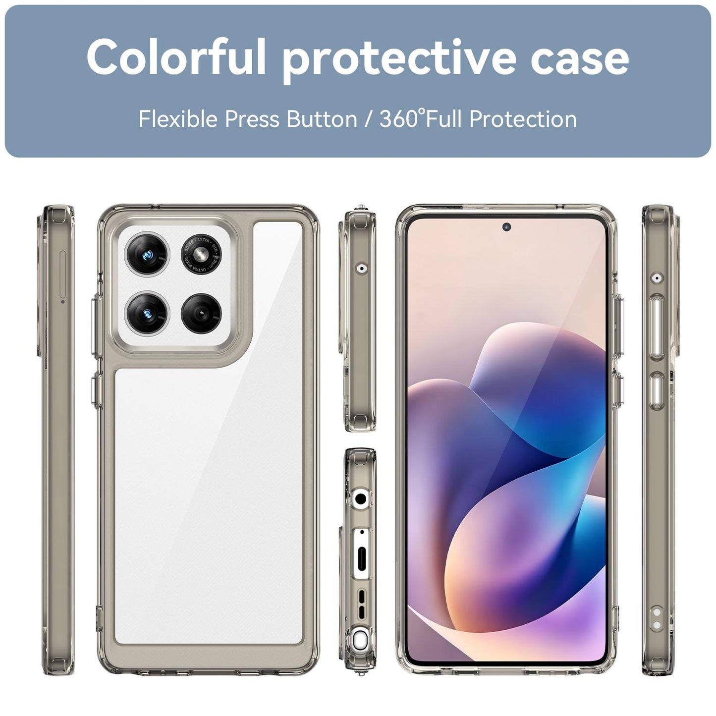 Motorola Edge 60 Stylus Acrylic Hybrid TPU Protective Phone Case, Colourful Series Shockproof Cover