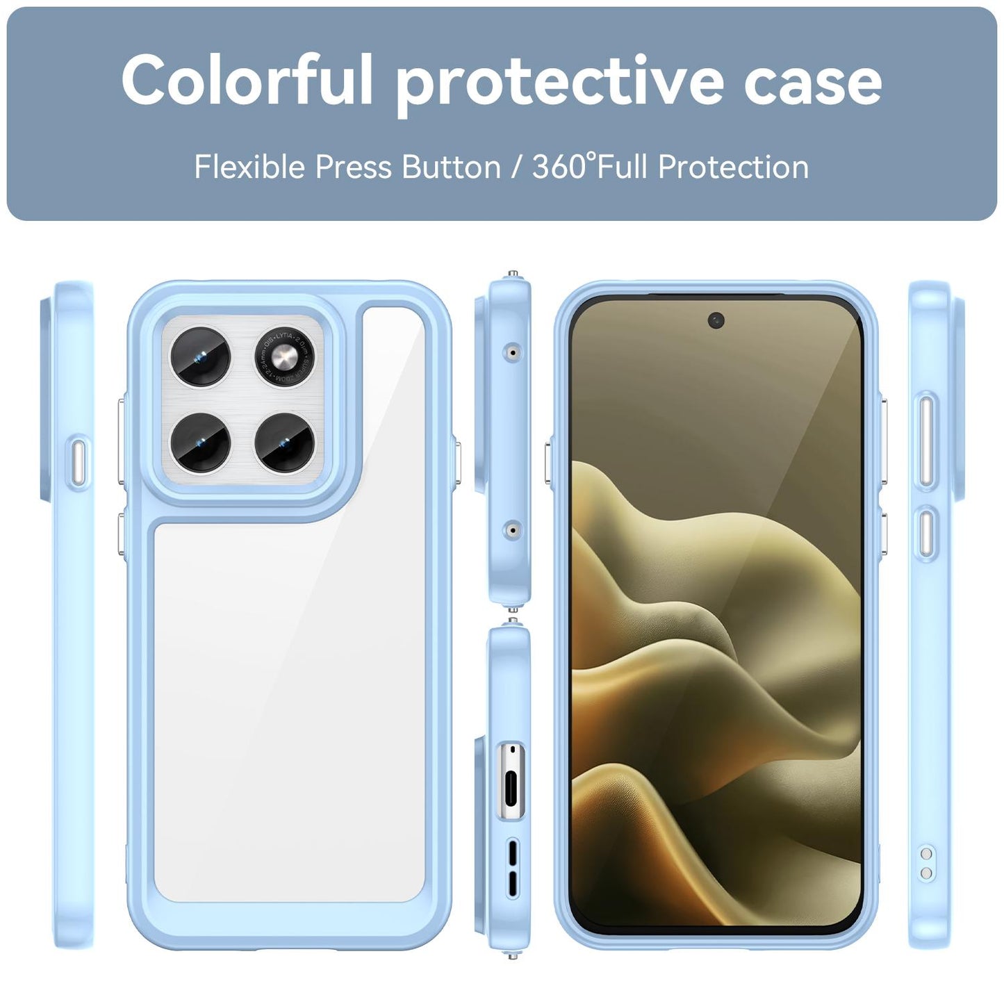 Motorola Edge 5G 2026 Acrylic Hybrid TPU Protective Phone Case, Colourful Series Shockproof Cover