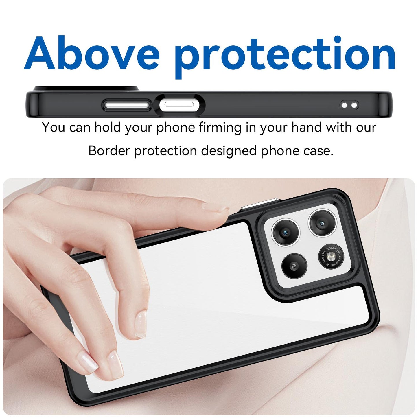 Motorola Moto G37 5G Acrylic Hybrid TPU Protective Phone Case, Colourful Series Shockproof Cover