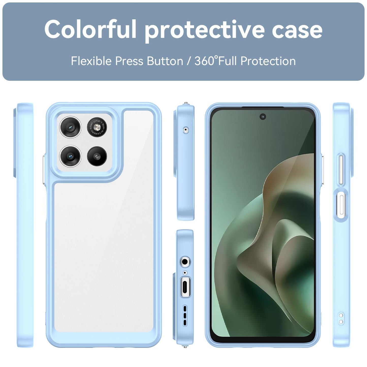 Motorola Moto G37 5G Acrylic Hybrid TPU Protective Phone Case, Colourful Series Shockproof Cover