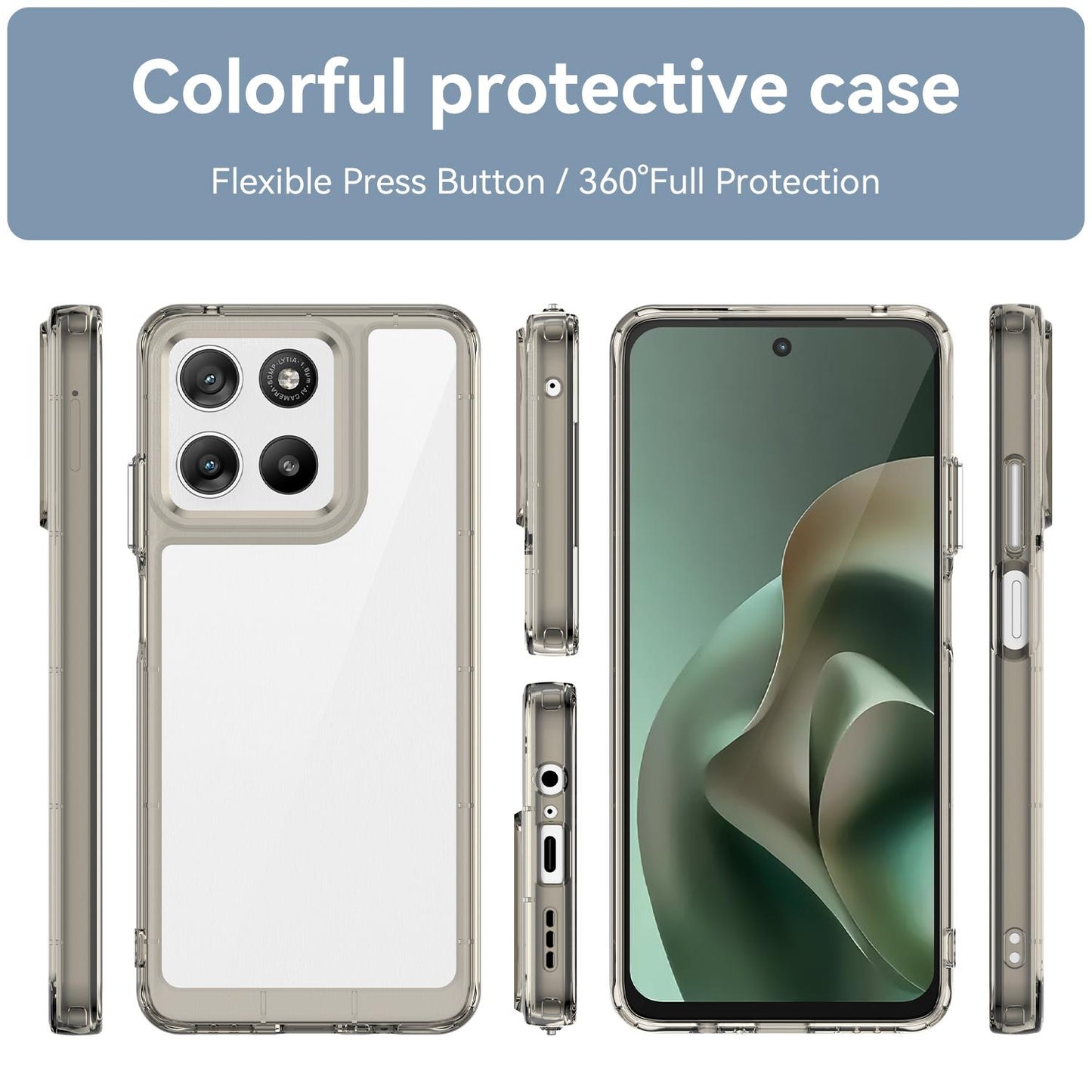 Motorola Moto G37 5G Acrylic Hybrid TPU Protective Phone Case, Colourful Series Shockproof Cover