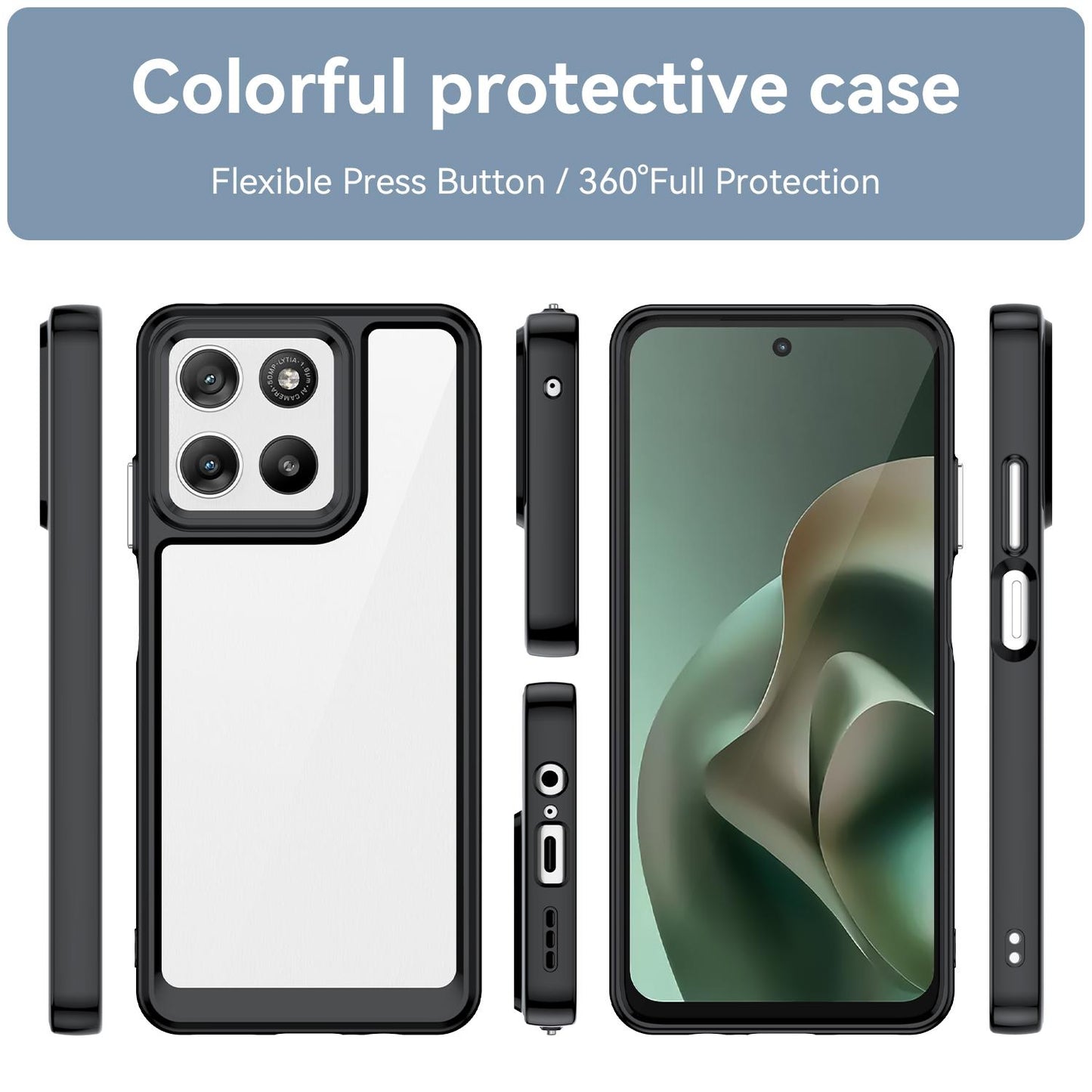 Motorola Moto G37 Power 5G Acrylic Hybrid TPU Protective Phone Case, Colourful Series Shockproof Cover