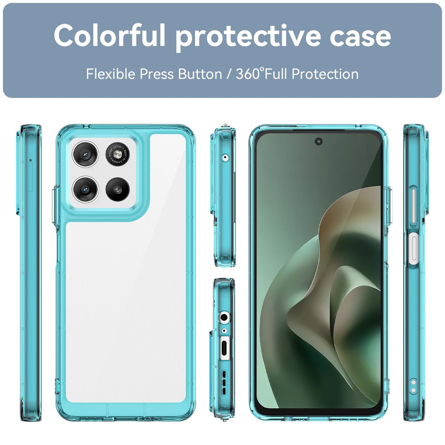 Motorola Moto G37 Power 5G Acrylic Hybrid TPU Protective Phone Case, Colourful Series Shockproof Cover