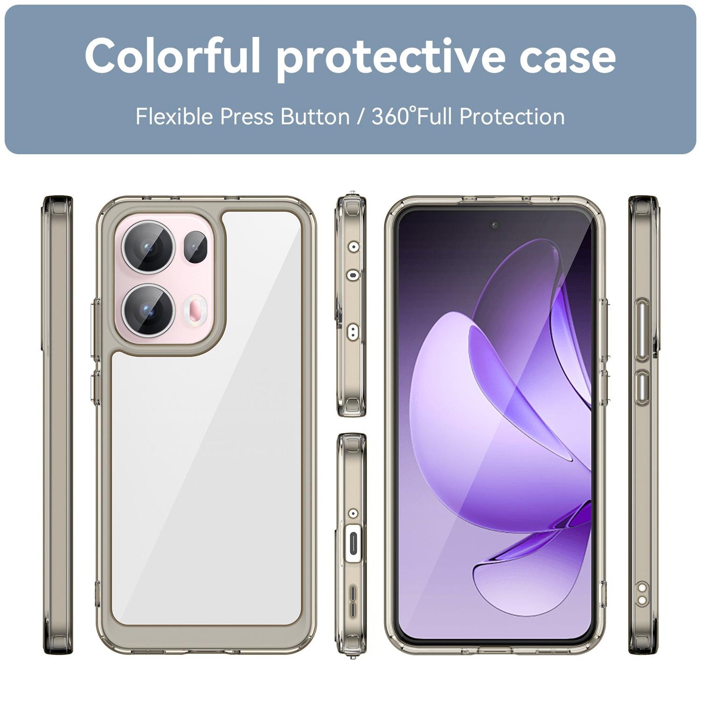 OPPO Reno13 Pro Acrylic Hybrid TPU Protective Phone Case, Colourful Series Shockproof Cover
