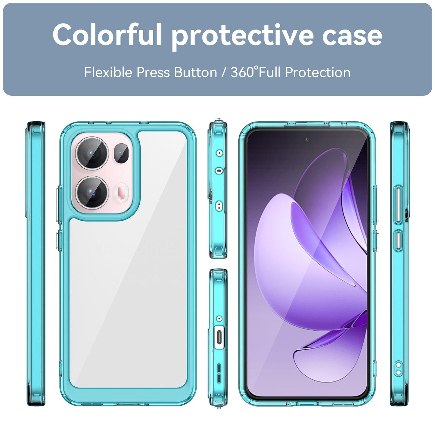OPPO Reno13 Pro Acrylic Hybrid TPU Protective Phone Case, Colourful Series Shockproof Cover