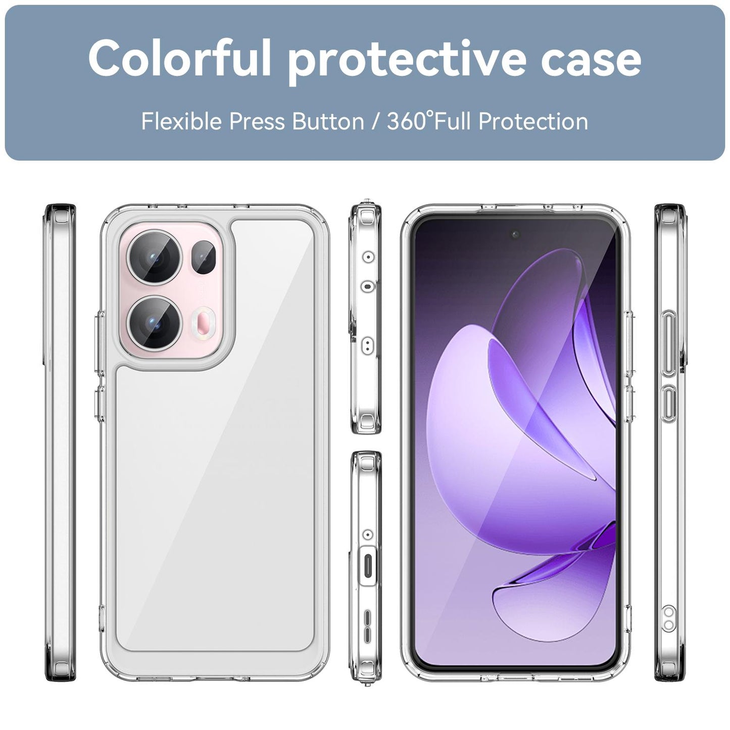 OPPO Reno13 Pro Acrylic Hybrid TPU Protective Phone Case, Colourful Series Shockproof Cover