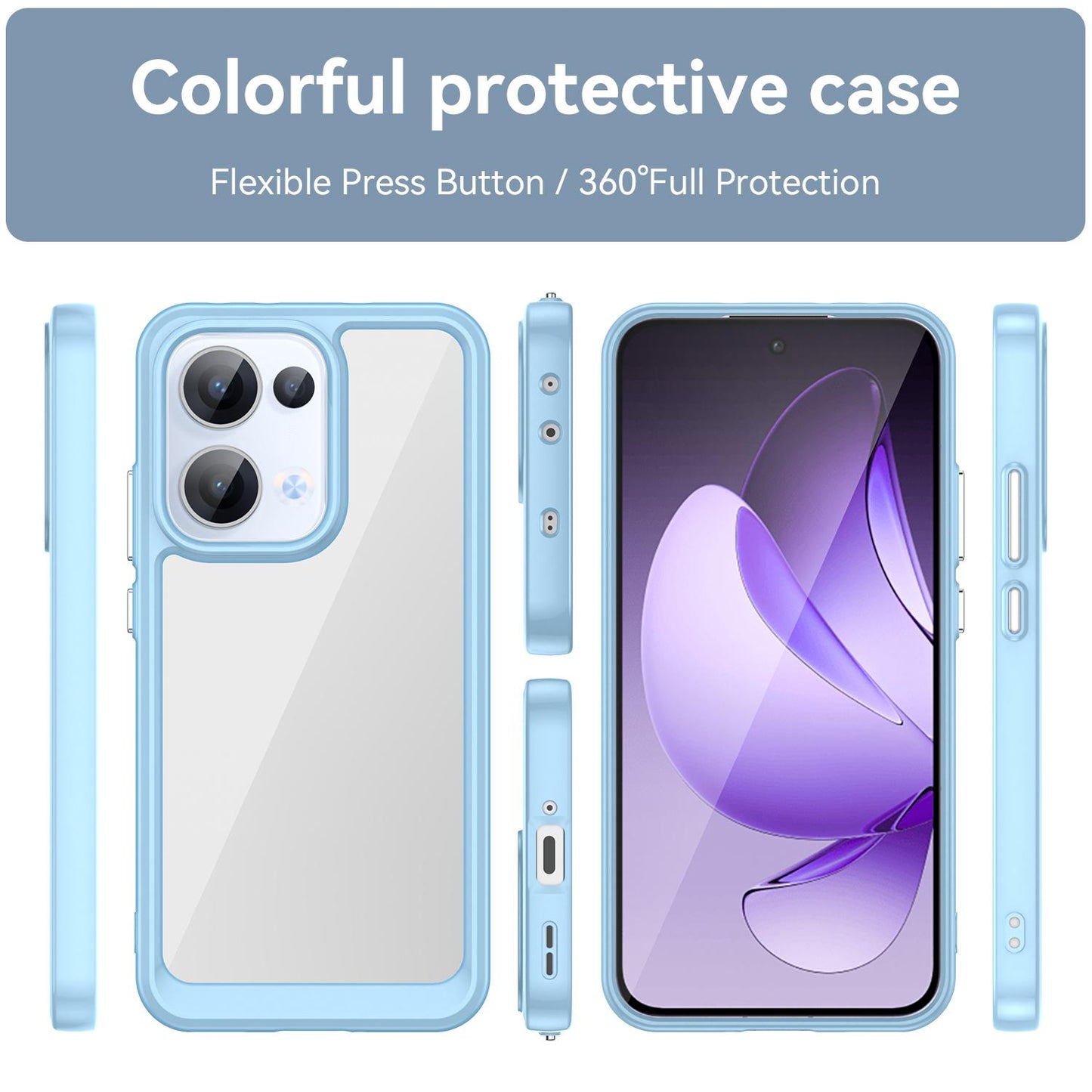 OPPO Reno13 Acrylic Hybrid TPU Protective Phone Case, Colourful Series Shockproof Cover