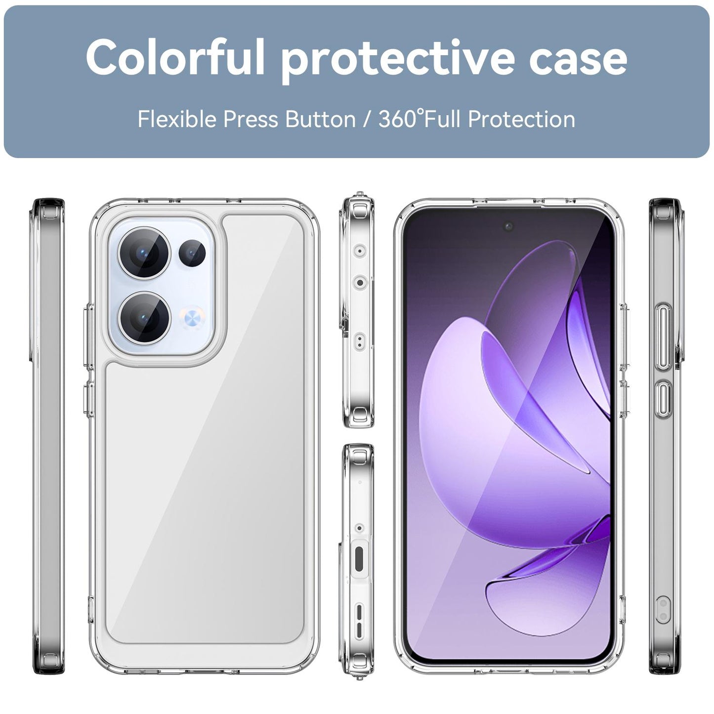OPPO Reno13 Acrylic Hybrid TPU Protective Phone Case, Colourful Series Shockproof Cover