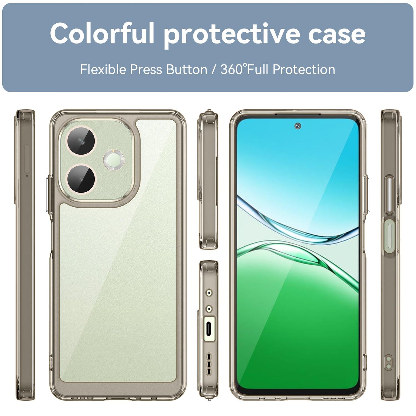 OPPO A5 Energy 5G Acrylic Hybrid TPU Protective Phone Case, Colourful Series Shockproof Cover