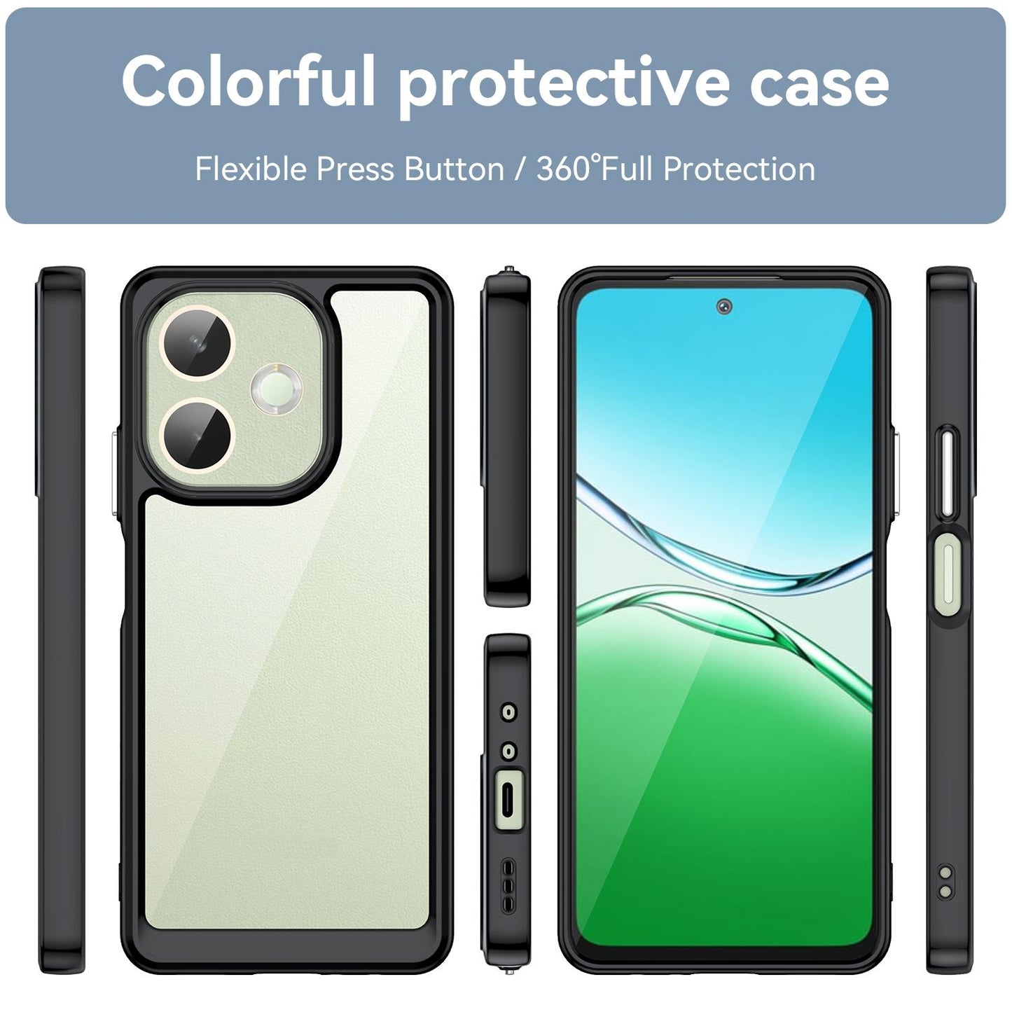 OPPO A5 Pro 5G Acrylic Hybrid TPU Protective Phone Case, Colourful Series Shockproof Cover