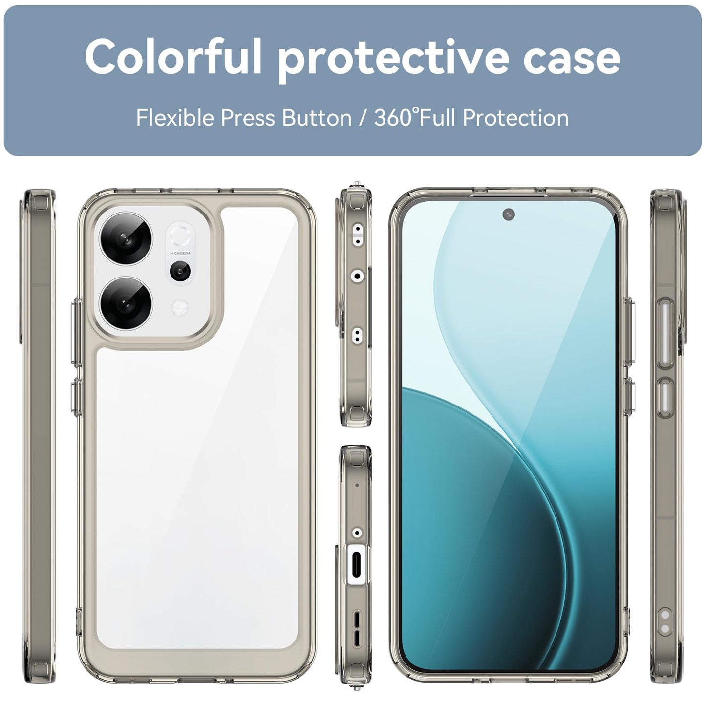 OPPO Reno14 Acrylic Hybrid TPU Protective Phone Case, Colourful Series Shockproof Cover