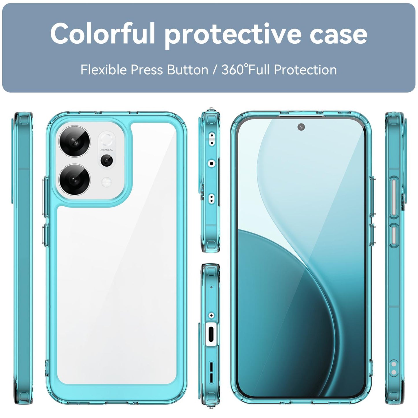 OPPO Reno14 Acrylic Hybrid TPU Protective Phone Case, Colourful Series Shockproof Cover