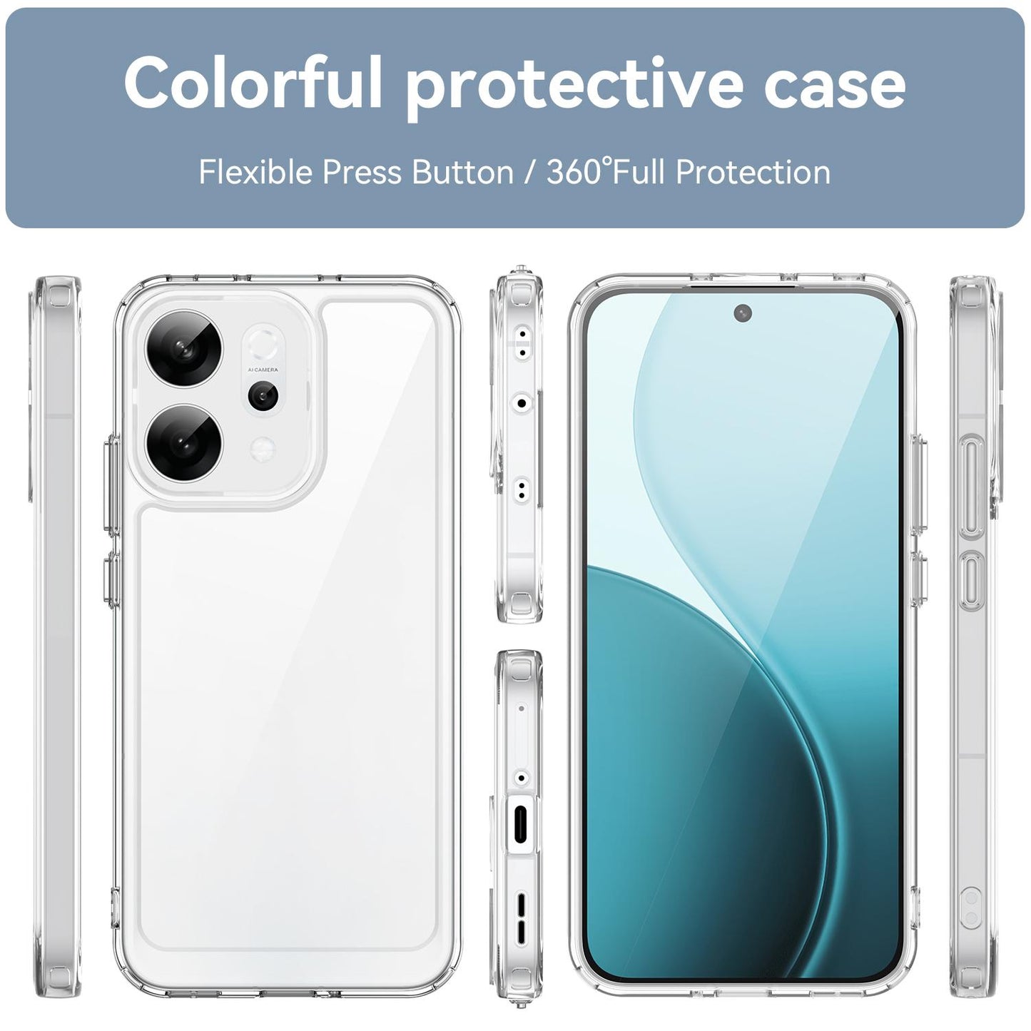 OPPO Reno14 Acrylic Hybrid TPU Protective Phone Case, Colourful Series Shockproof Cover