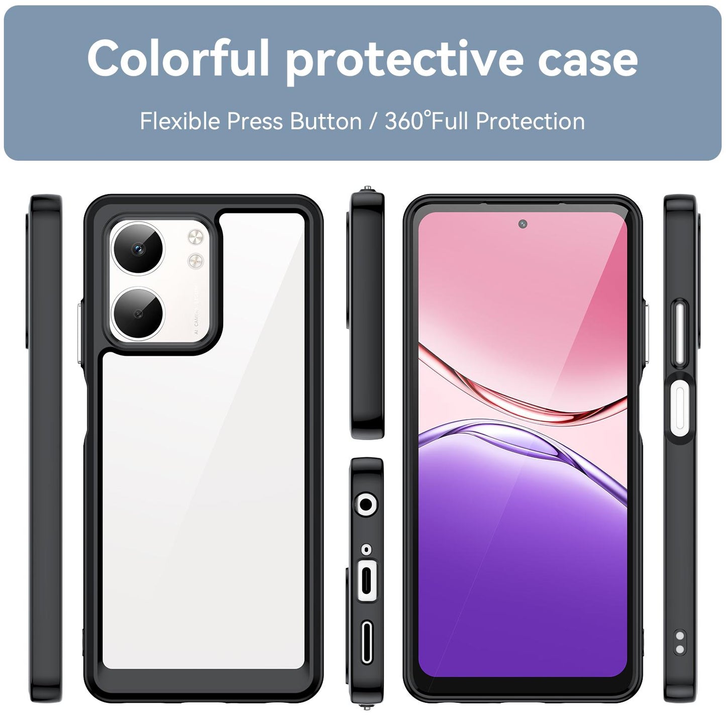 OPPO A5x 4G Acrylic Hybrid TPU Protective Phone Case, Colourful Series Shockproof Cover