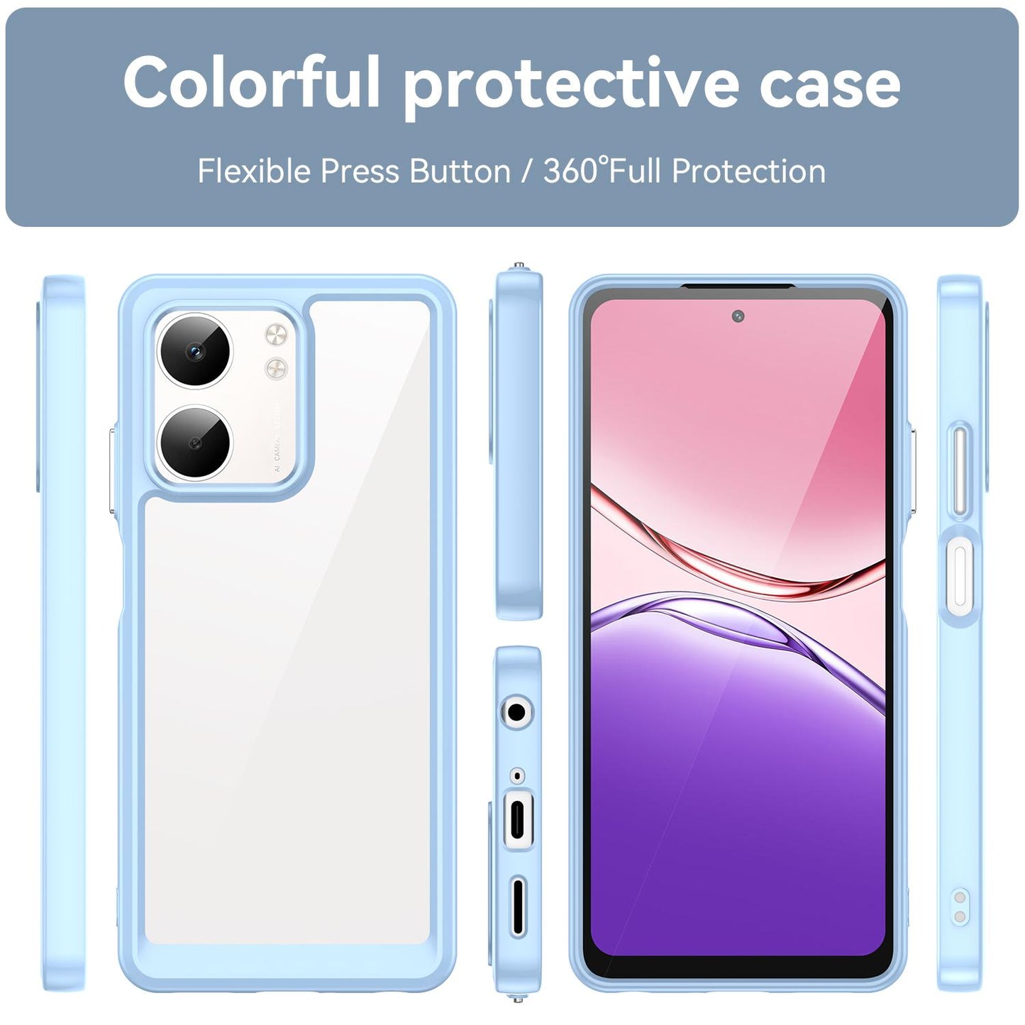 OPPO A5x 4G Acrylic Hybrid TPU Protective Phone Case, Colourful Series Shockproof Cover