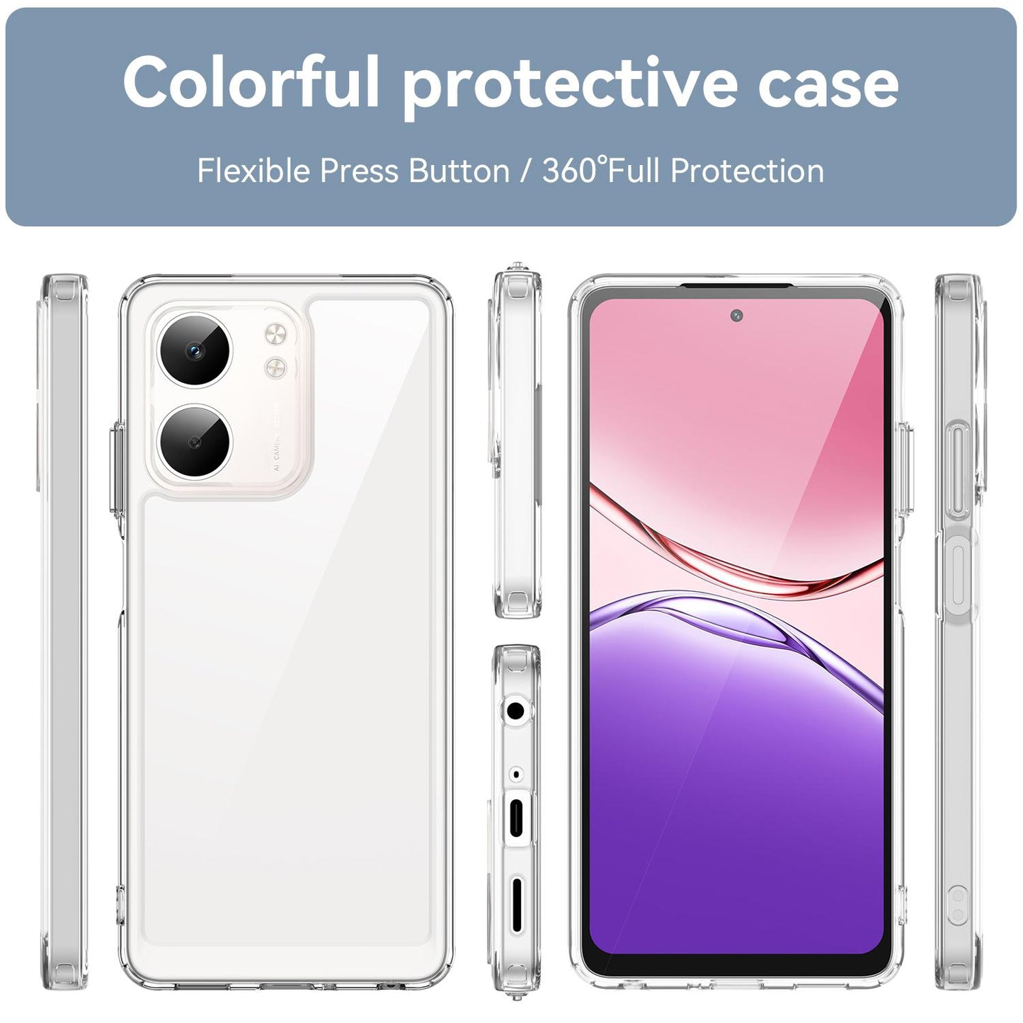 OPPO A5x 4G Acrylic Hybrid TPU Protective Phone Case, Colourful Series Shockproof Cover