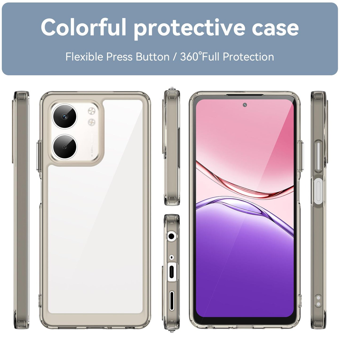 OPPO A5x 5G Acrylic Hybrid TPU Protective Phone Case, Colourful Series Shockproof Cover