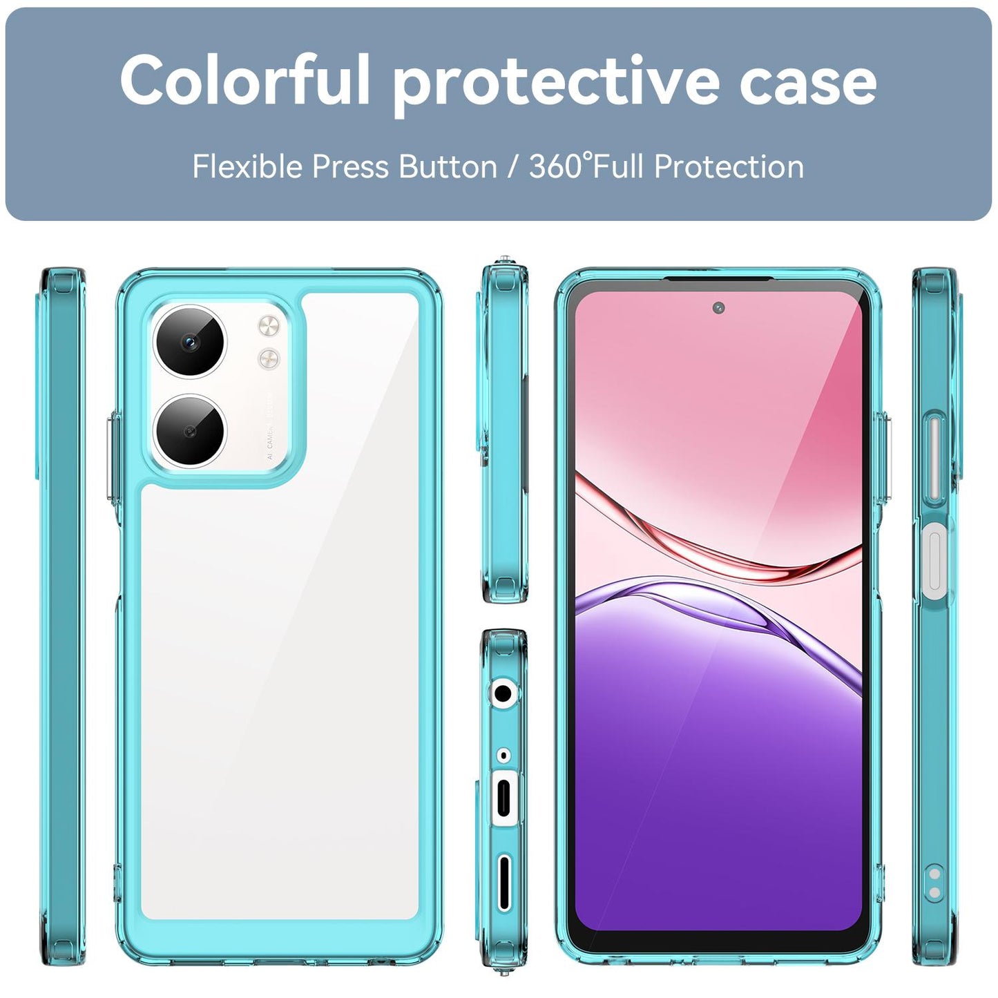 OPPO A5x 5G Acrylic Hybrid TPU Protective Phone Case, Colourful Series Shockproof Cover