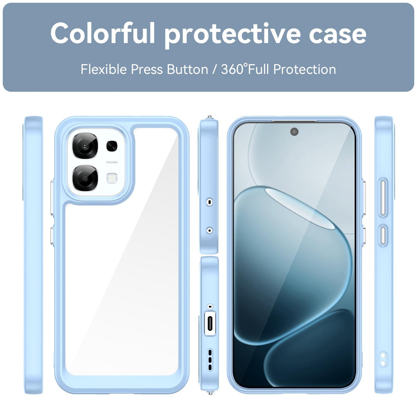 OPPO A6 Pro 5G Acrylic Hybrid TPU Protective Phone Case, Colourful Series Shockproof Cover
