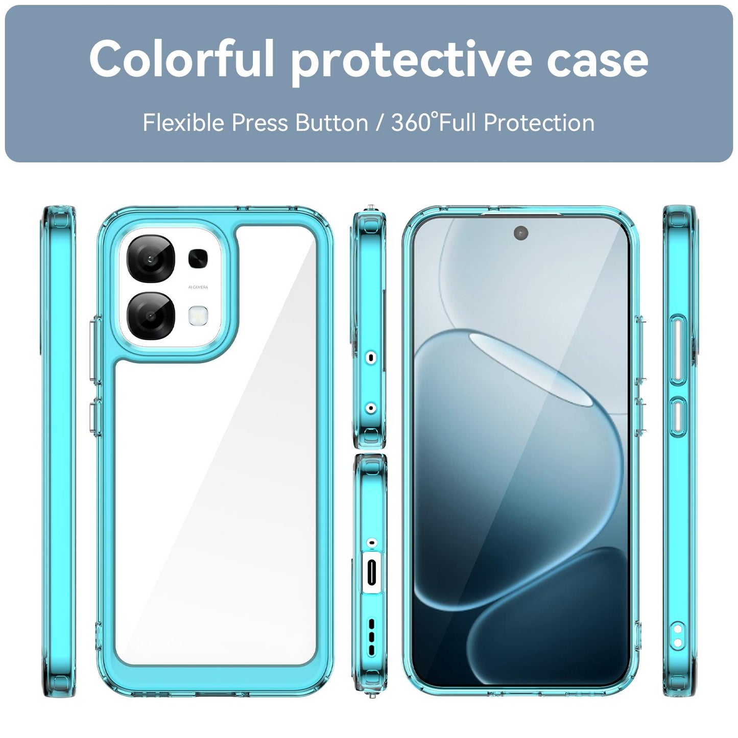 OPPO A6 5G Acrylic Hybrid TPU Protective Phone Case, Colourful Series Shockproof Cover