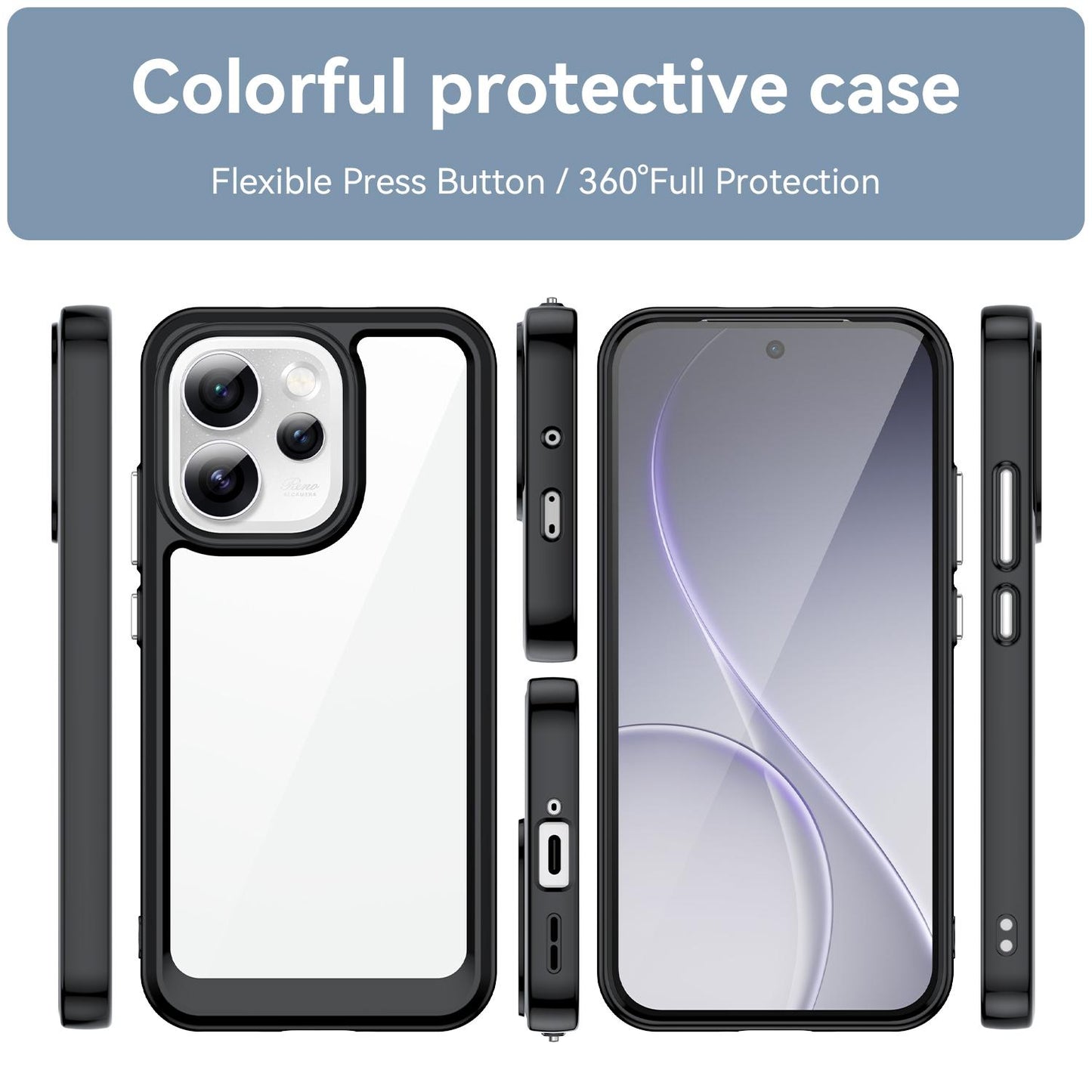 OPPO Reno15 Pro Mini 5G Acrylic Hybrid TPU Protective Phone Case, Colourful Series Shockproof Cover