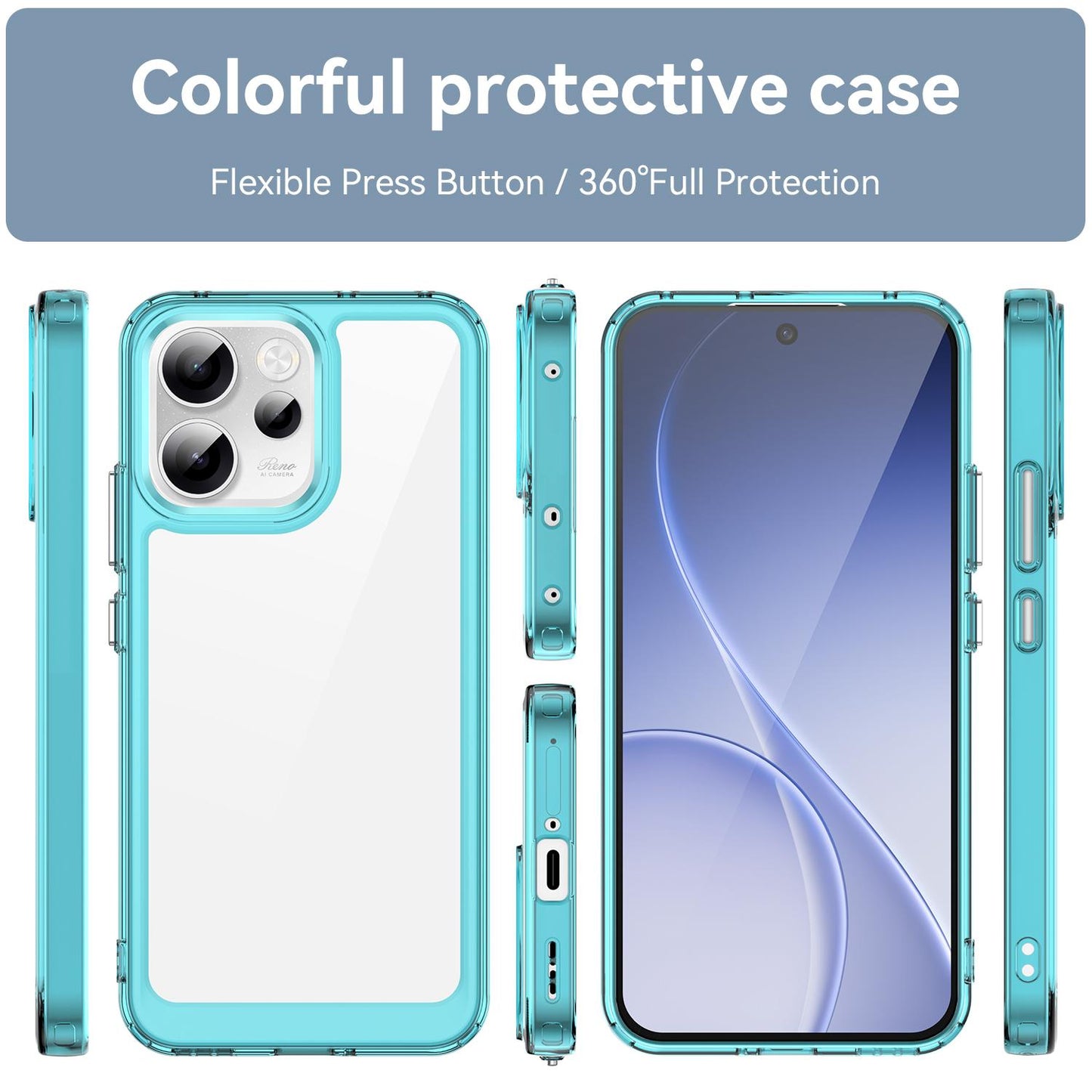 OPPO Reno15 FS 5G Acrylic Hybrid TPU Protective Phone Case, Colourful Series Shockproof Cover