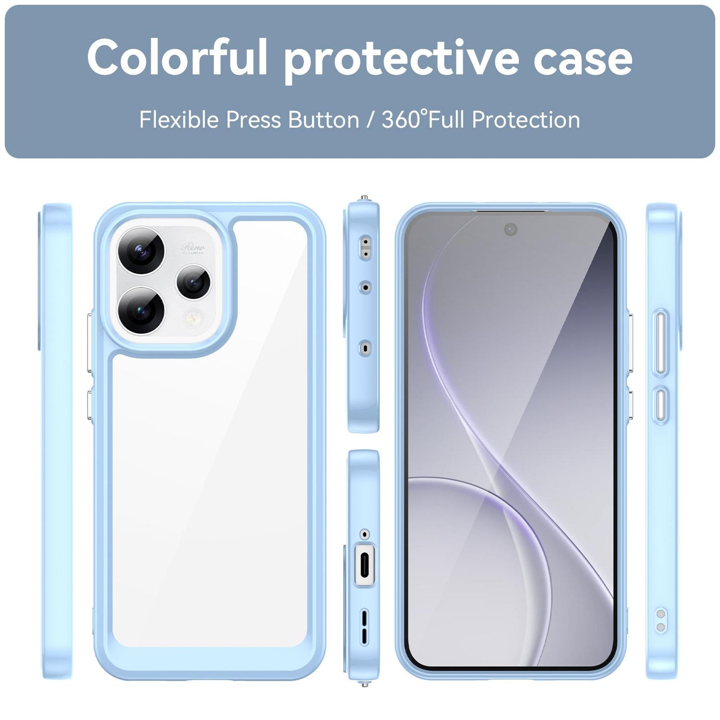 OPPO Reno 15C 5G Acrylic Hybrid TPU Protective Phone Case, Colourful Series Shockproof Cover