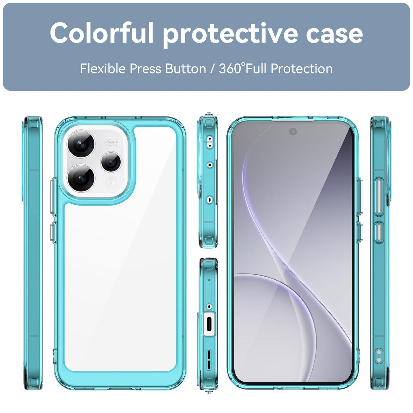 OPPO Reno 15C 5G Acrylic Hybrid TPU Protective Phone Case, Colourful Series Shockproof Cover