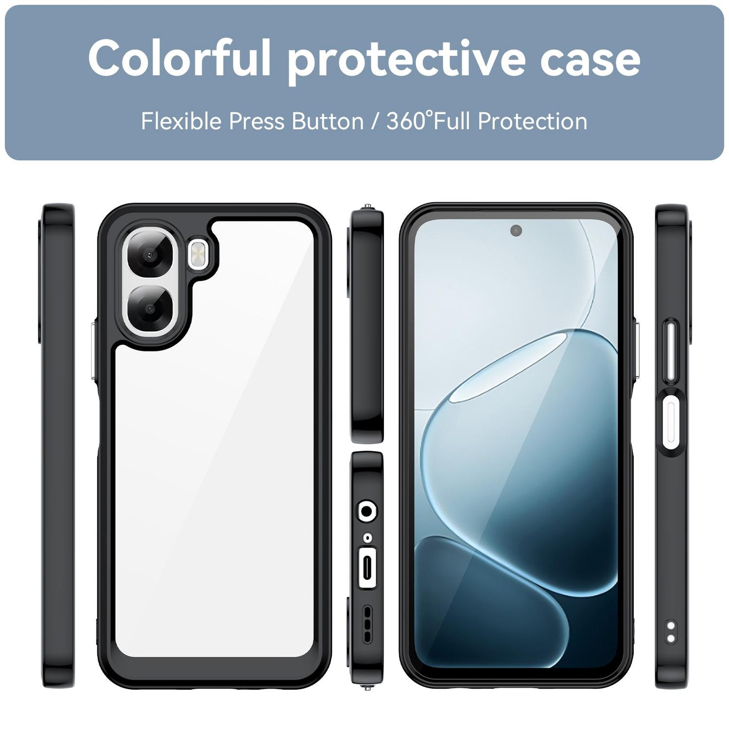 OPPO A6x 4G Acrylic Hybrid TPU Protective Phone Case, Colourful Series Shockproof Cover