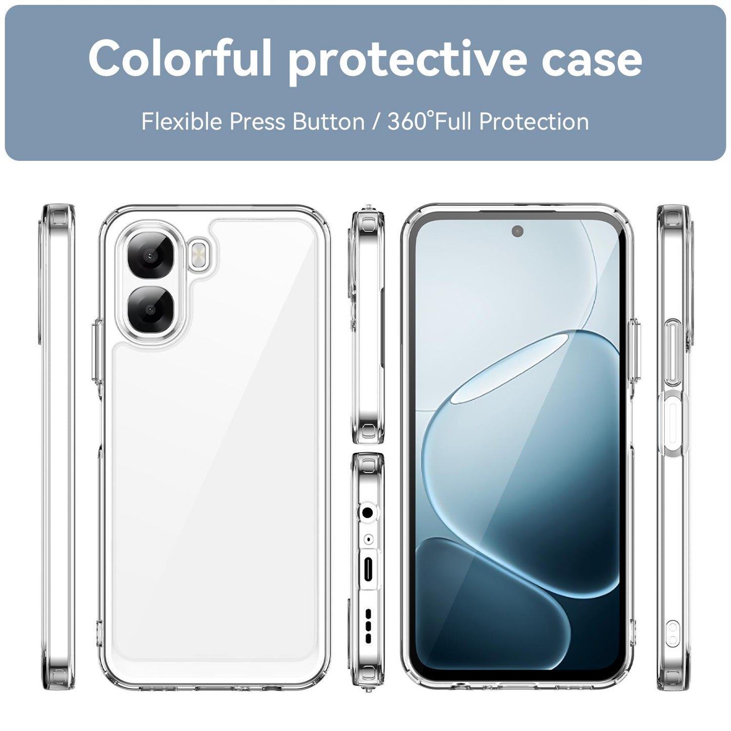OPPO A6x 4G Acrylic Hybrid TPU Protective Phone Case, Colourful Series Shockproof Cover