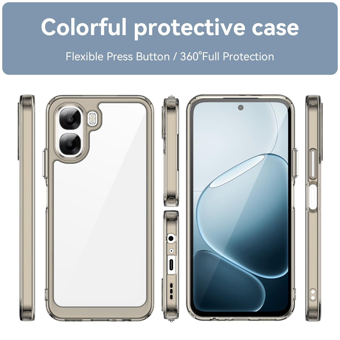 OPPO A6x 5G Acrylic Hybrid TPU Protective Phone Case, Colourful Series Shockproof Cover