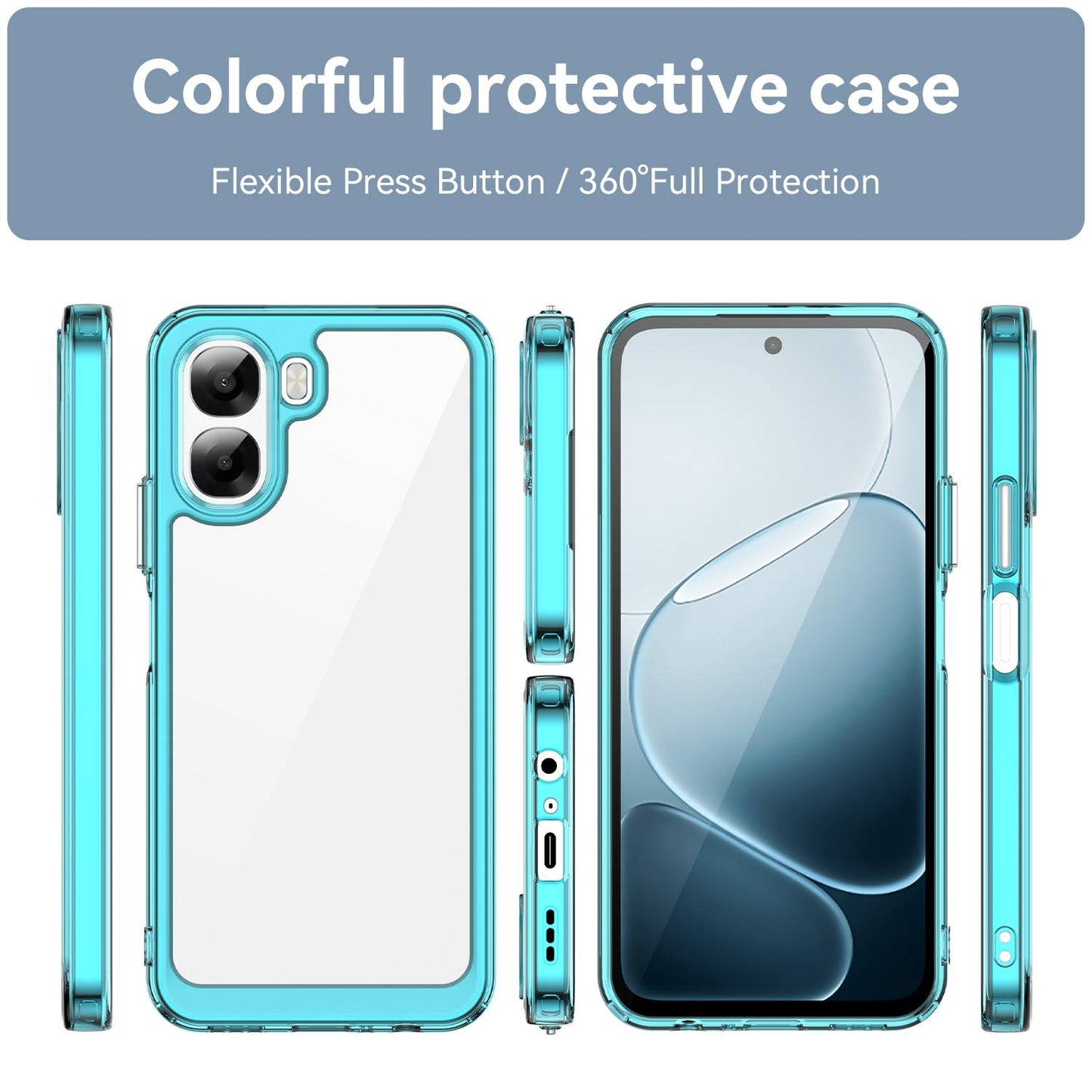 OPPO A6x 5G Acrylic Hybrid TPU Protective Phone Case, Colourful Series Shockproof Cover