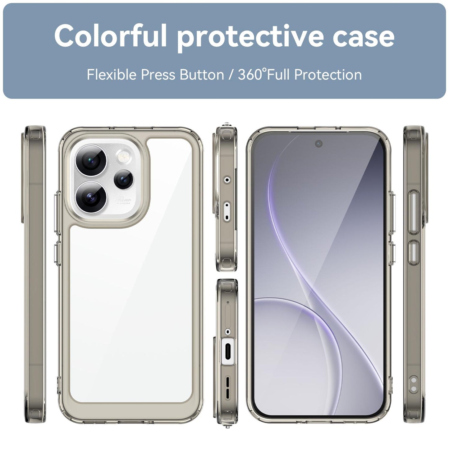 OPPO Reno15 Pro 5G Acrylic Hybrid TPU Protective Phone Case, Colourful Series Shockproof Cover