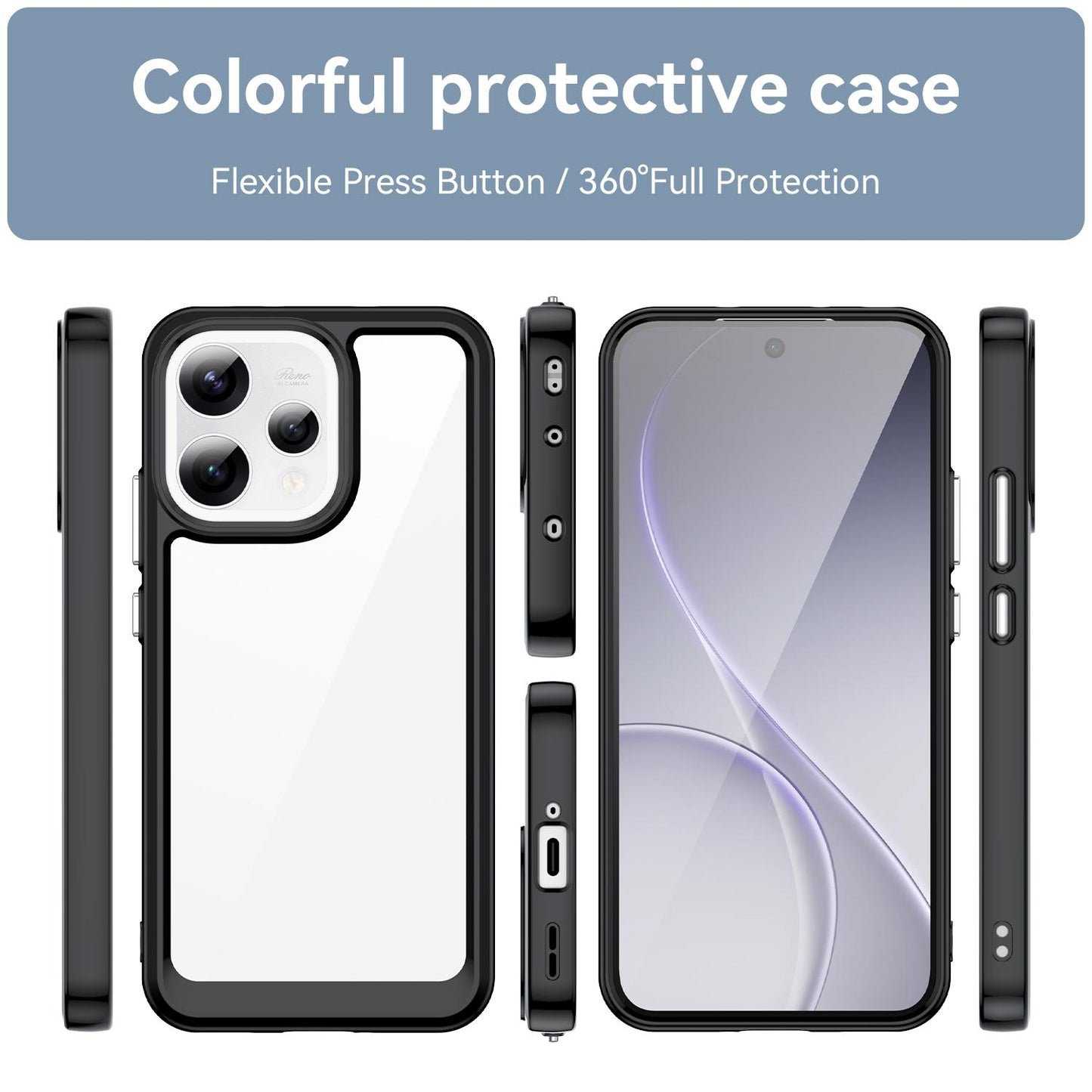 OPPO Reno15 5G Acrylic Hybrid TPU Protective Phone Case, Colourful Series Shockproof Cover