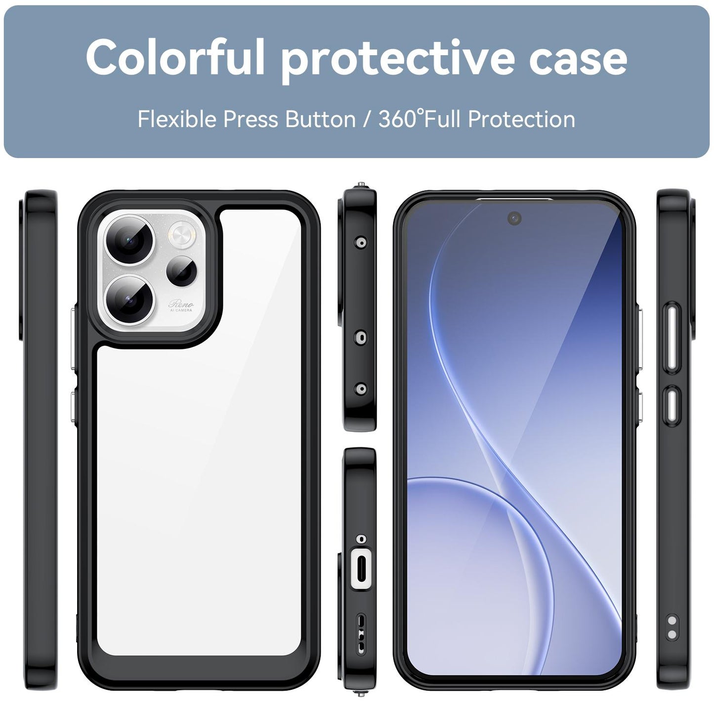 OPPO Reno14 F 5G Acrylic Hybrid TPU Protective Phone Case, Colourful Series Shockproof Cover
