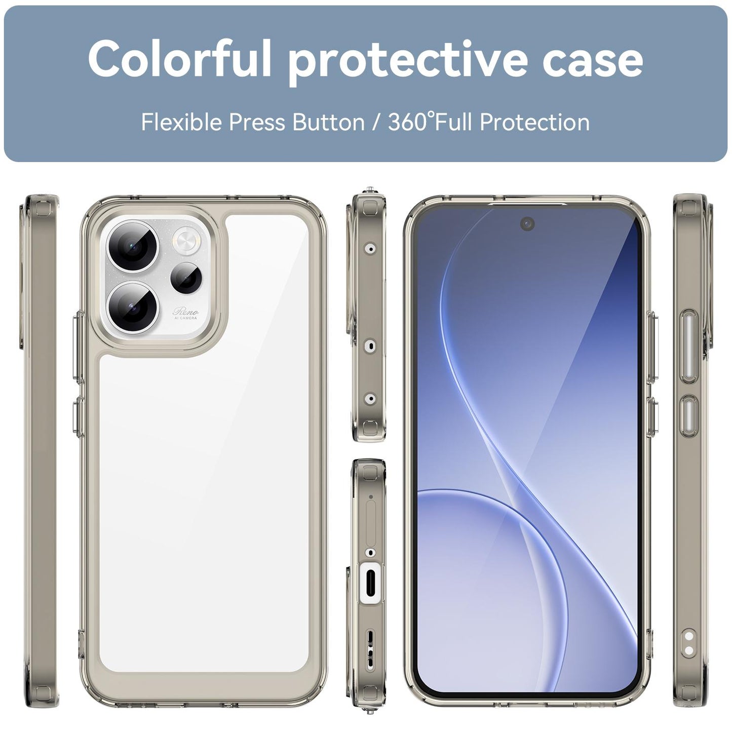 OPPO Reno14 F 5G Acrylic Hybrid TPU Protective Phone Case, Colourful Series Shockproof Cover