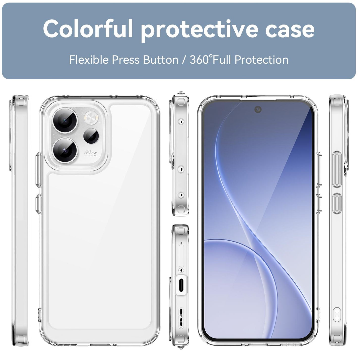OPPO Reno14 F 5G Acrylic Hybrid TPU Protective Phone Case, Colourful Series Shockproof Cover