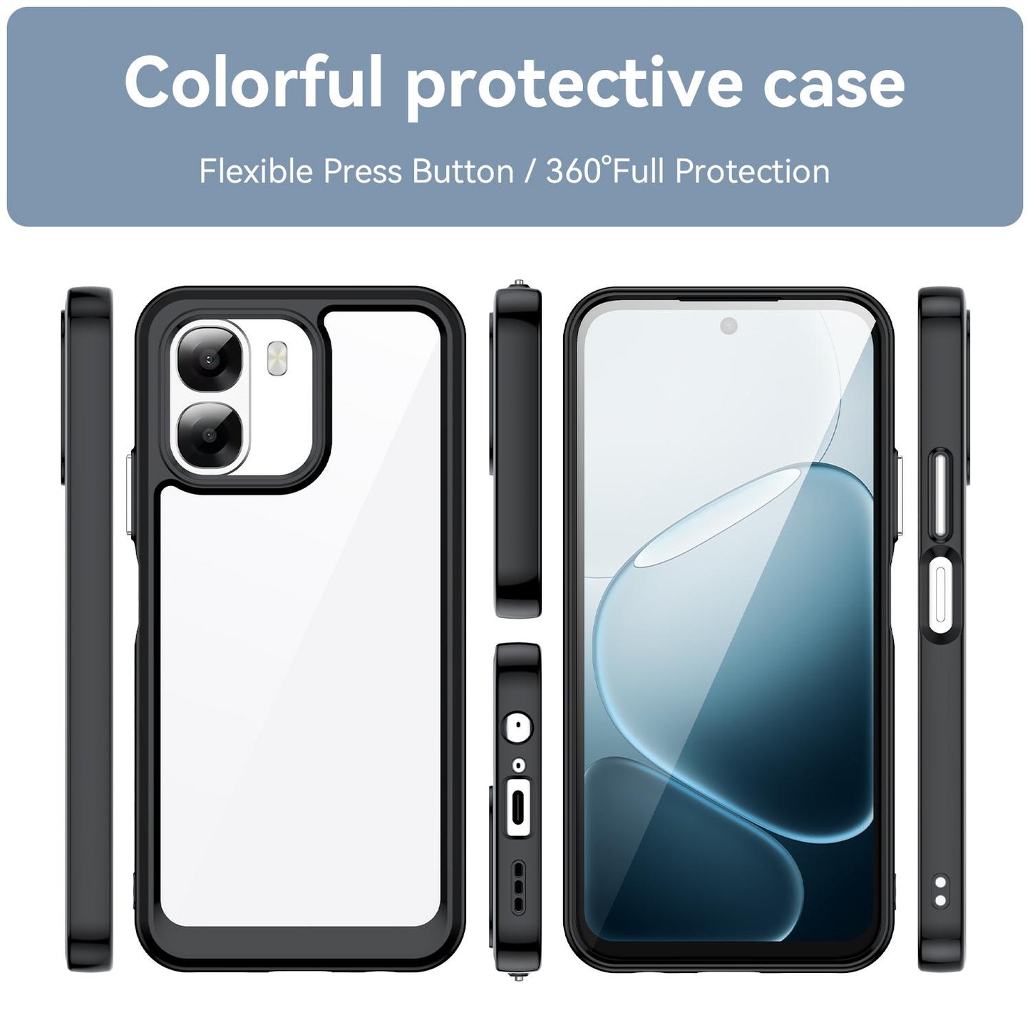 OPPO A6c 4G Acrylic Hybrid TPU Protective Phone Case, Colourful Series Shockproof Cover