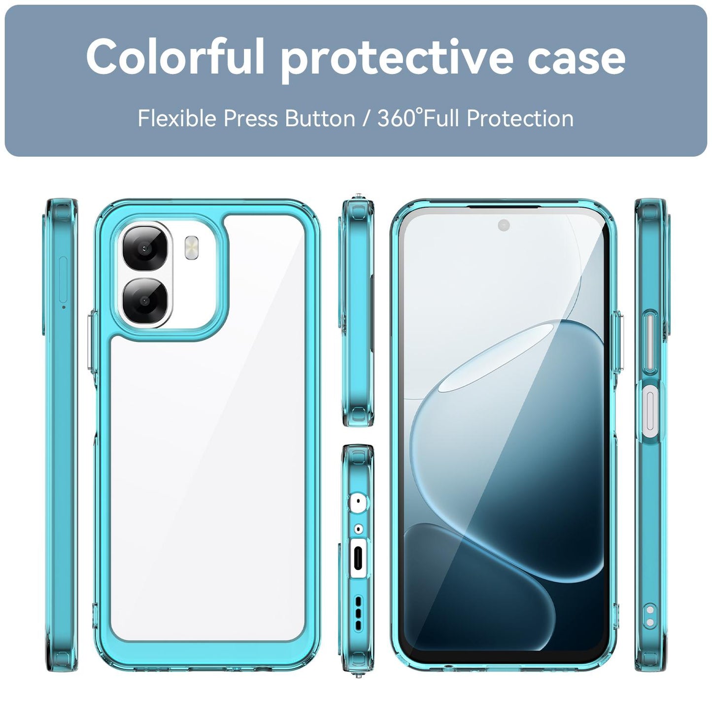 OPPO A6x 5G India Acrylic Hybrid TPU Protective Phone Case, Colourful Series Shockproof Cover