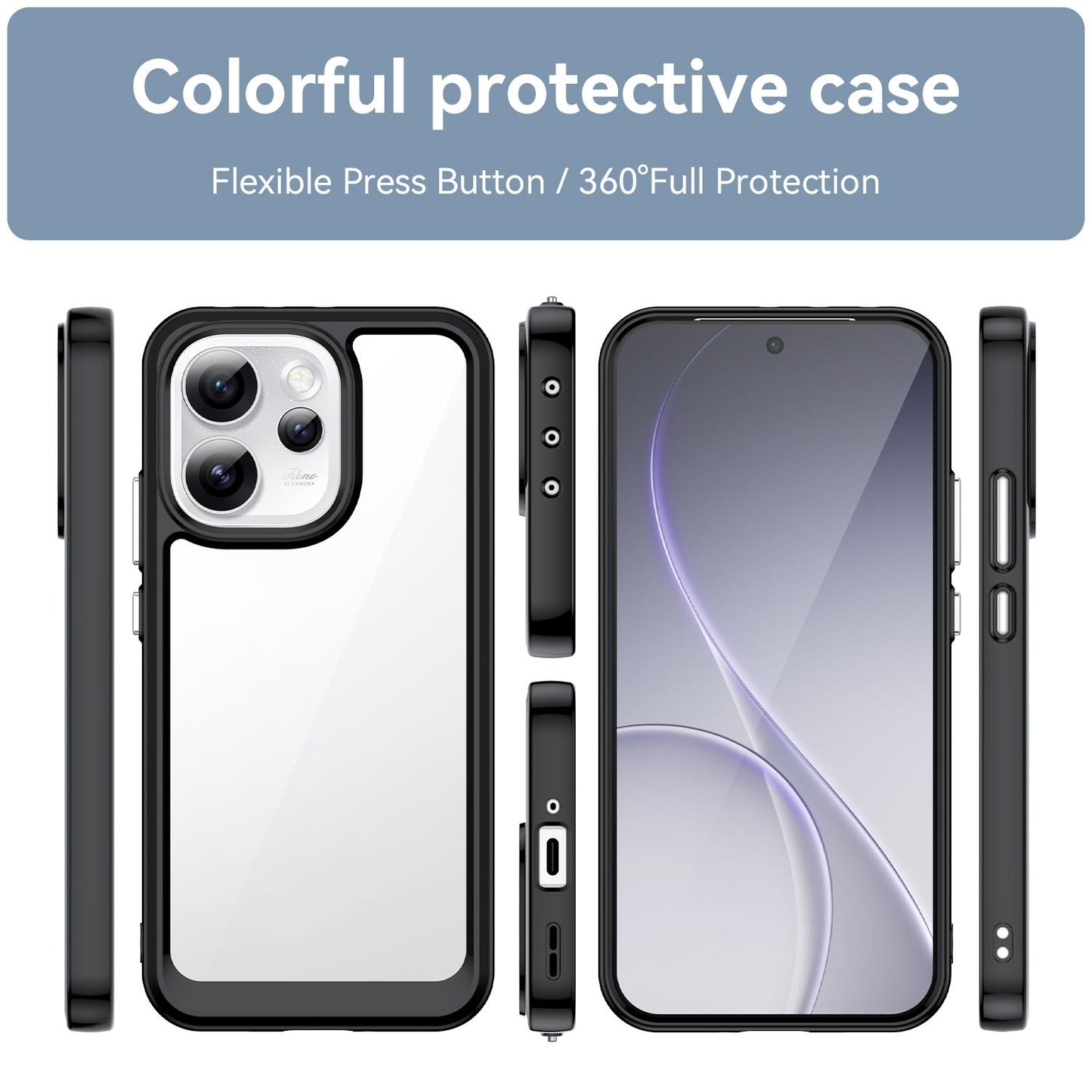 OPPO Reno15 Pro Max 5G Acrylic Hybrid TPU Protective Phone Case, Colourful Series Shockproof Cover