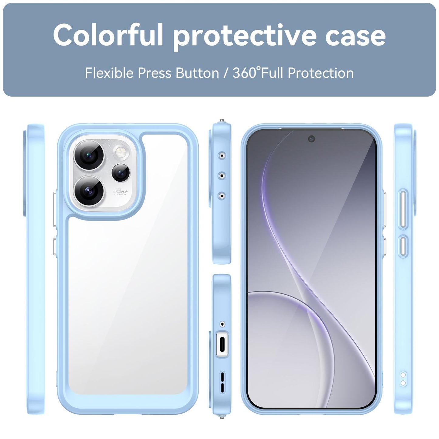 OPPO Reno15 Pro Max 5G Acrylic Hybrid TPU Protective Phone Case, Colourful Series Shockproof Cover