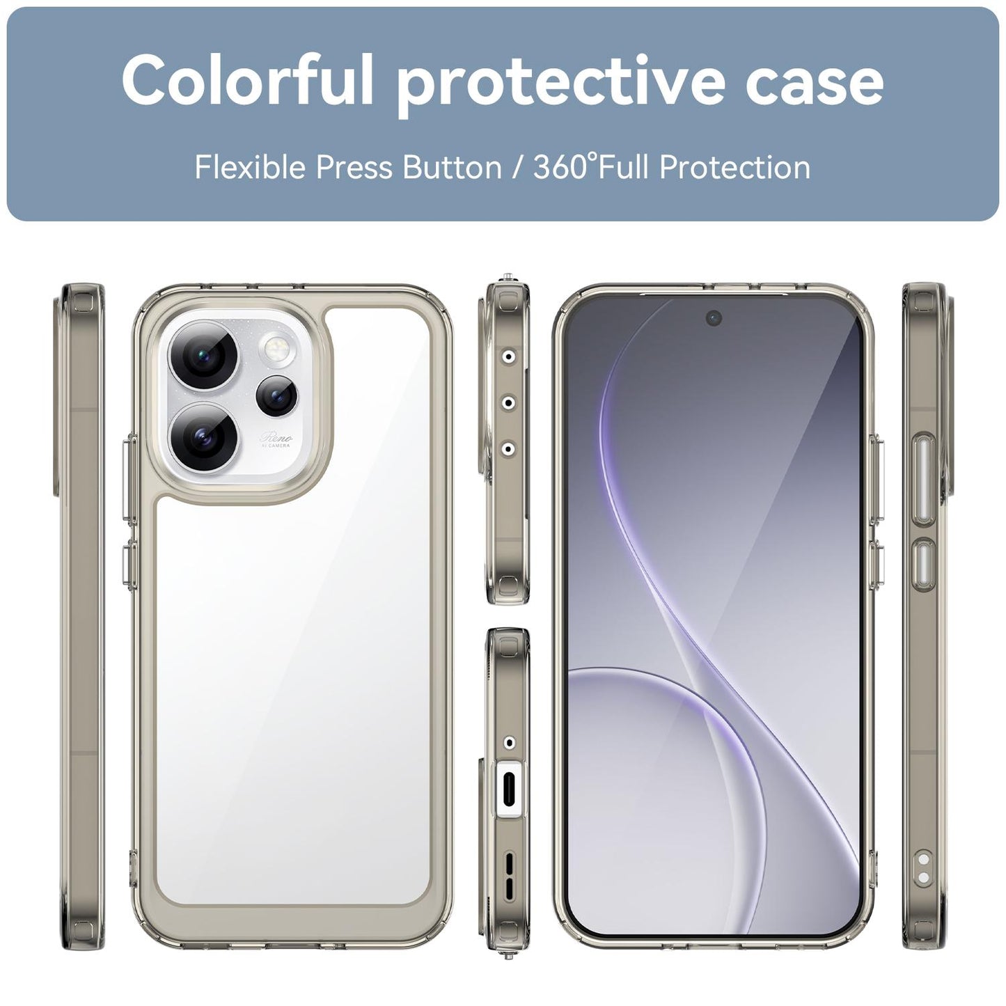 OPPO Reno15 Pro Max 5G Acrylic Hybrid TPU Protective Phone Case, Colourful Series Shockproof Cover