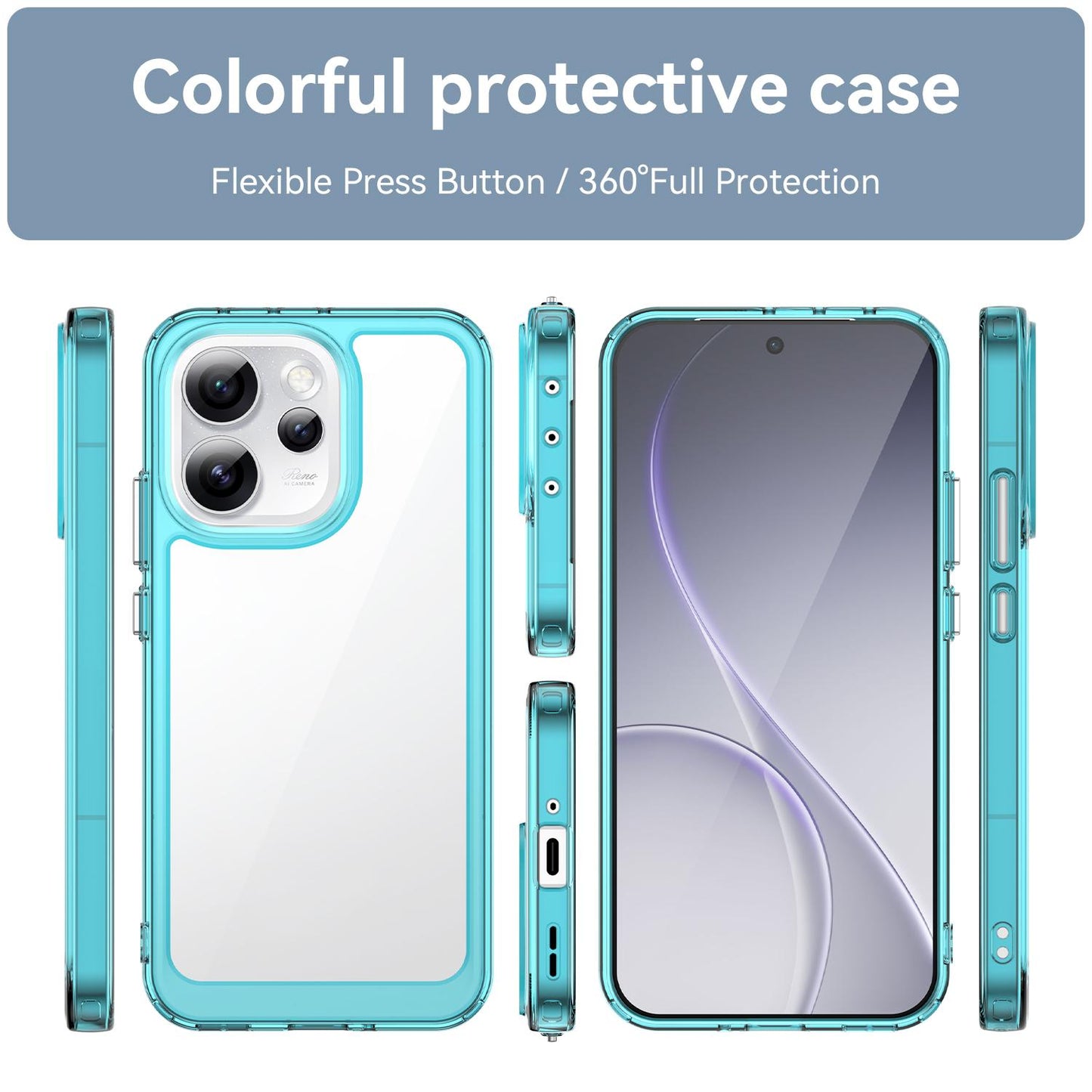 OPPO Reno15 Pro Max 5G Acrylic Hybrid TPU Protective Phone Case, Colourful Series Shockproof Cover