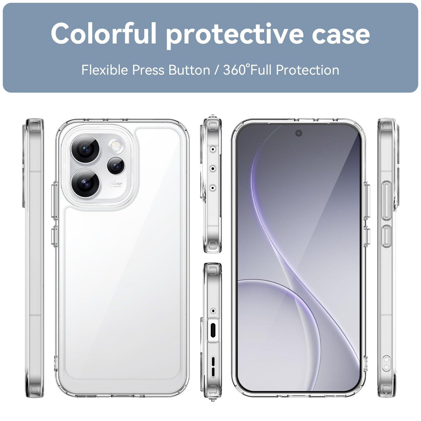 OPPO Reno15 Pro Max 5G Acrylic Hybrid TPU Protective Phone Case, Colourful Series Shockproof Cover